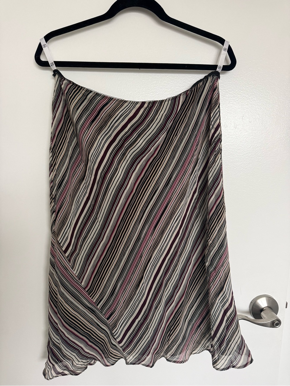 next Striped A-Line Skirt in Black, White & Pink